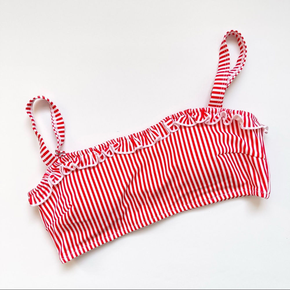 NWOT Cupshe Ruffled Bandeau Bikini Top Adjustable Straps Striped S